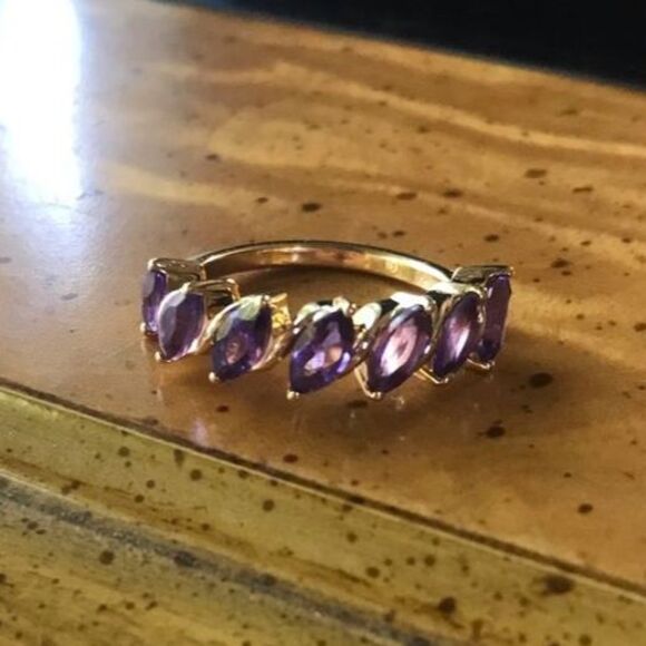 Natural African Amethyst Sterling Silver Ring Size 6 - Picture 4 of 4